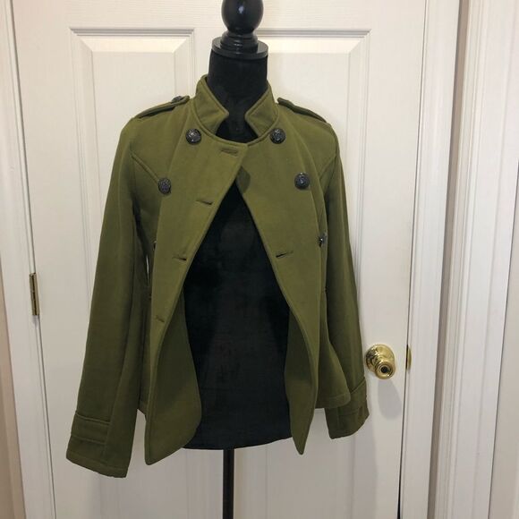 Mossimo Utility & Style Camo green button front jacket high collar jacket - Picture 5 of 14